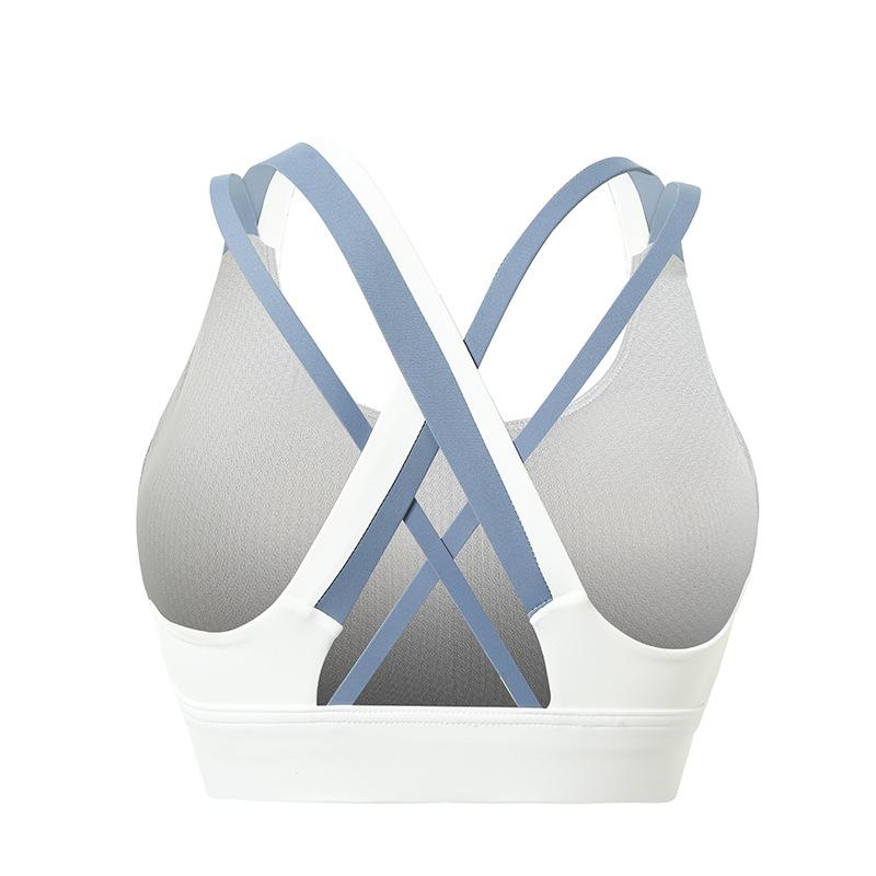 Contrast Color Sports Bra Nude Fabric Yoga Suit Tight Beautiful Back Fast Dry Running Vest Women