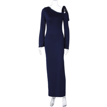 Shoulder-Baring Elegant Maxi Dress Trendy Casual Polyester Blend