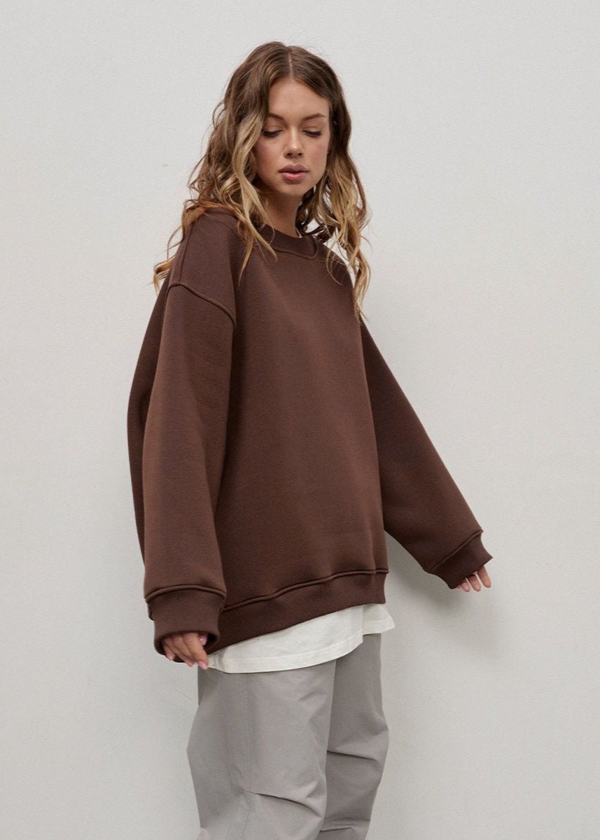 Oversized Cotton Blend Sweatshirt Navy Comfortable