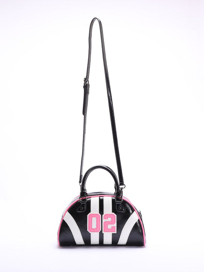 Bowling Style Color Block Handbag Trendy Casual Tote
