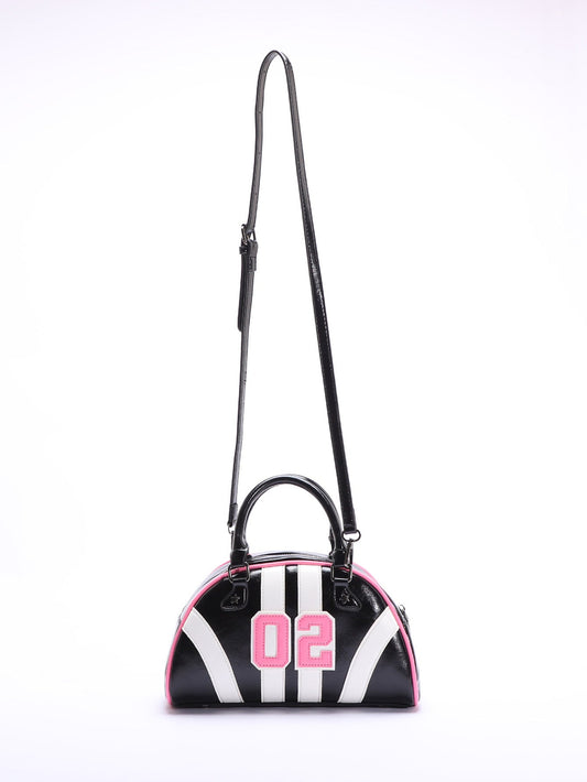 Bowling Style Color Block Handbag Trendy Casual Tote