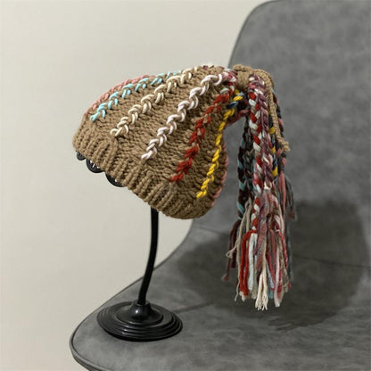 Fashion Woolen Hat Female Reggae Dirty Braids Warm Hip-Hop Knitted Hat Wig Hat Personality Funny