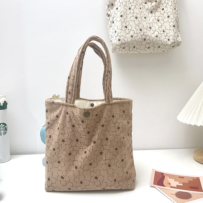 Cozy Velvet Floral Canvas Tote Bag for Everyday Use
