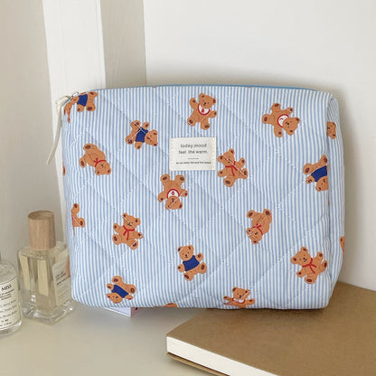 Cute Striped Bear Cosmetic Travel Organizer Bag