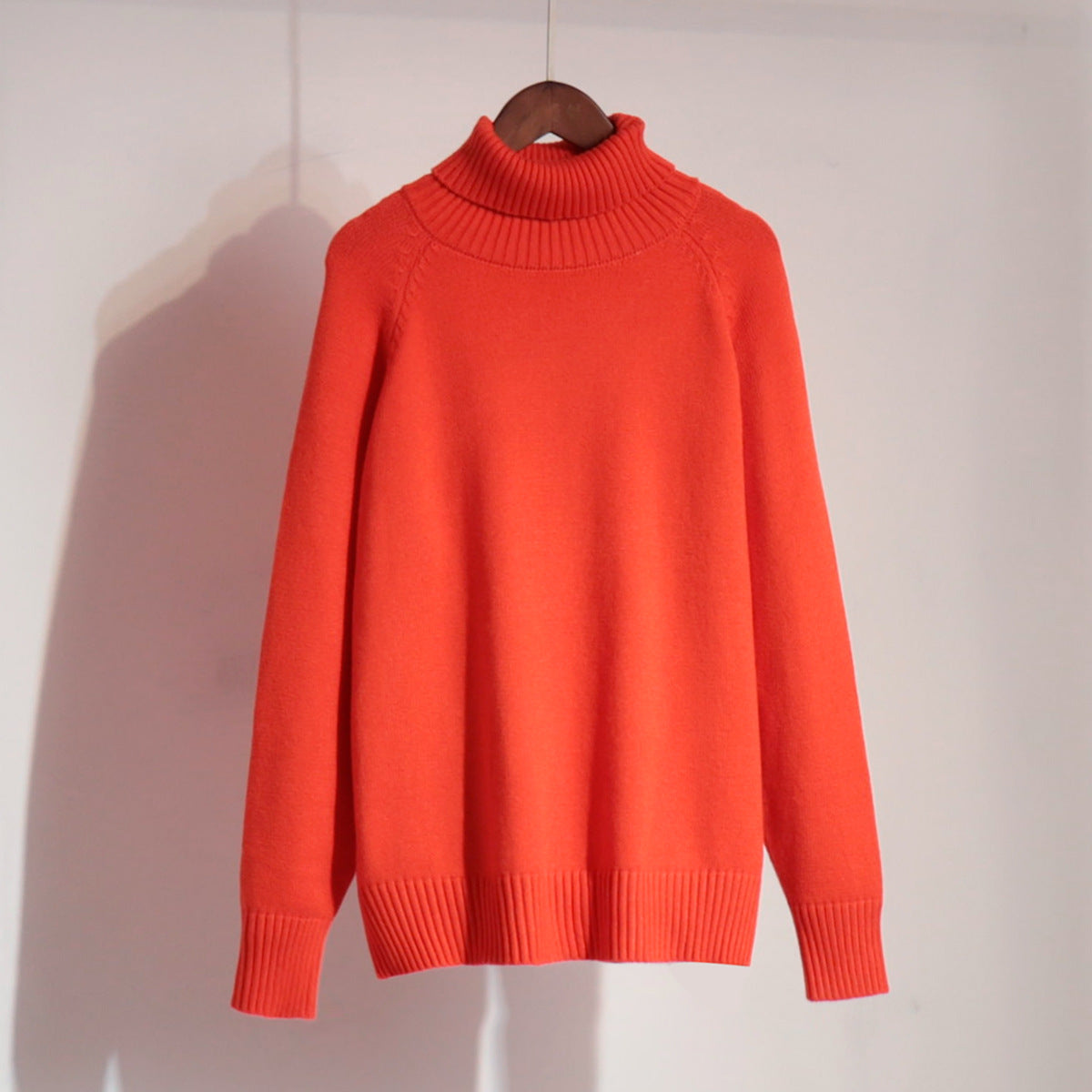 Chic High Neck Sweater Casual Pullover Solid Color
