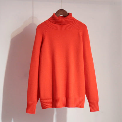 Chic High Neck Sweater Casual Pullover Solid Color