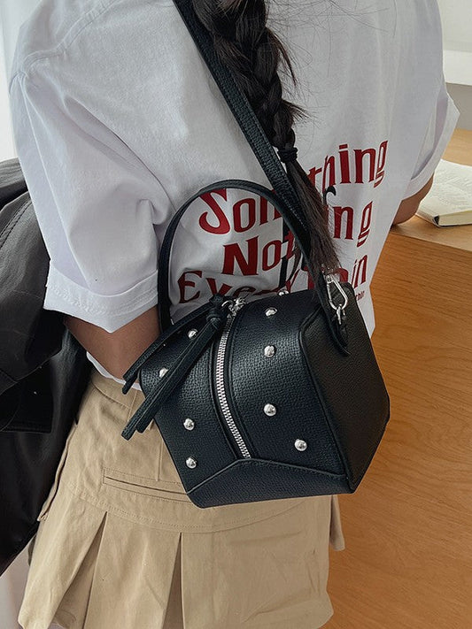 Punk Style Studded Handheld Square Bag for Women