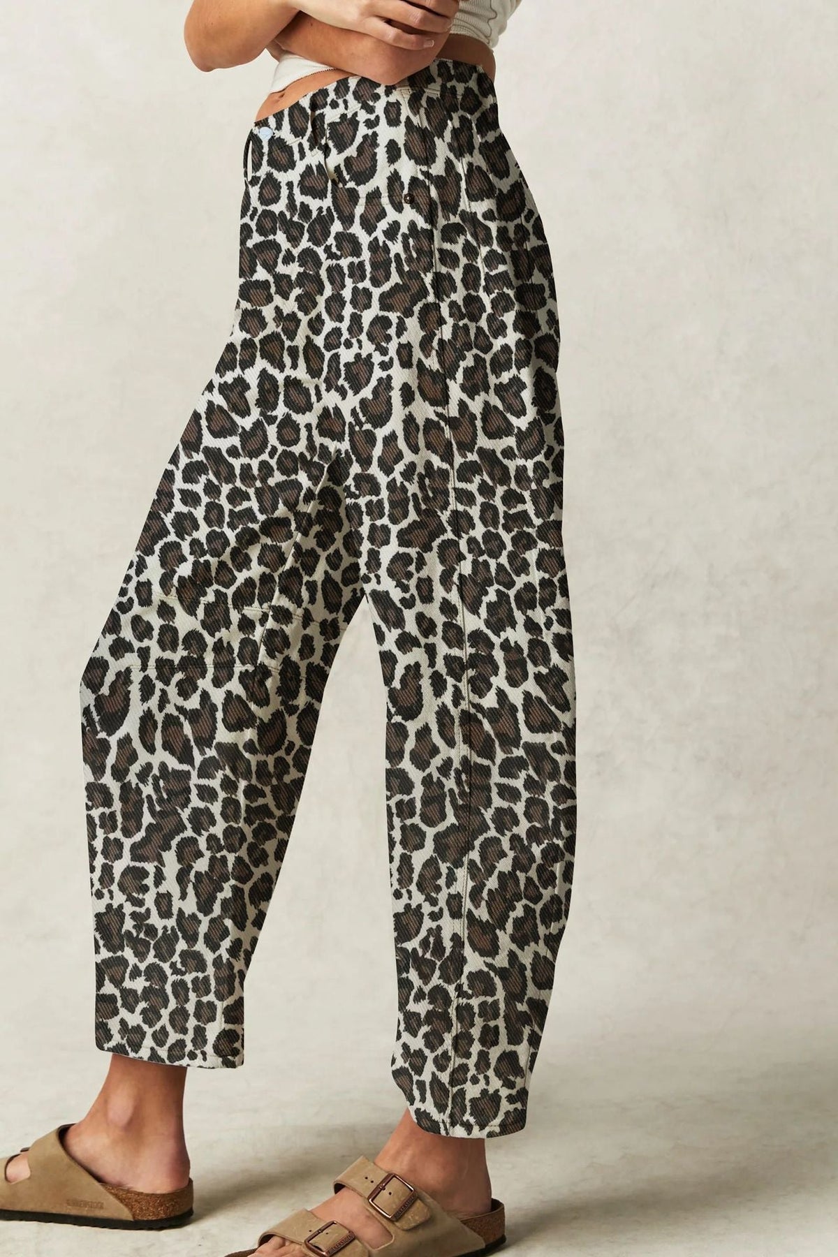 Leopard Print Casual Mid-Rise Loose Women's Jeans