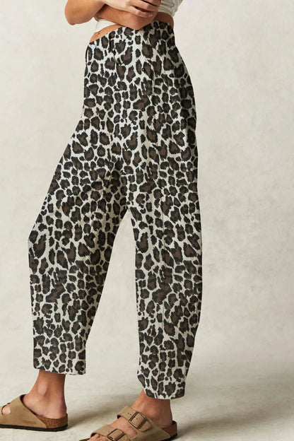 Leopard Print Casual Mid-Rise Loose Women's Jeans