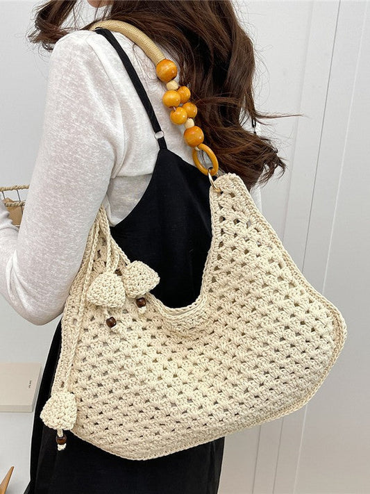 Trendy Knitted Tote Bag - Casual Large Capacity Weaved Purse