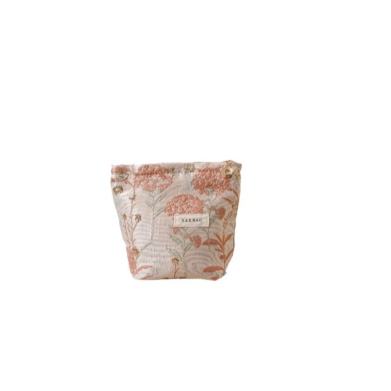 Cute Flower Textured Embroidery Makeup Bag