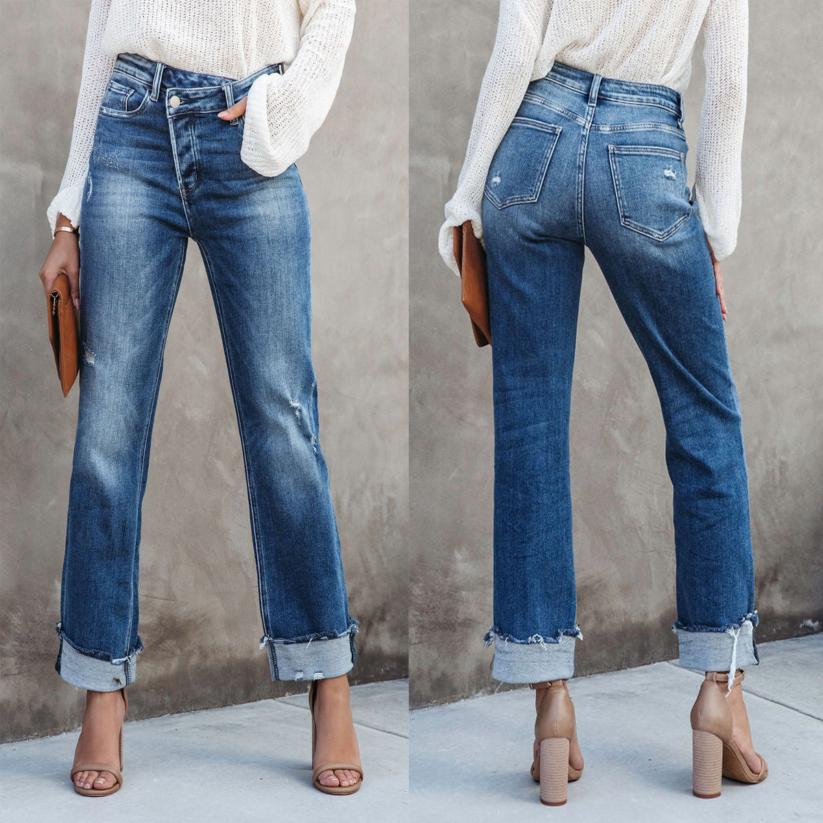 Casual Women's Straight-Leg Denim Jeans
