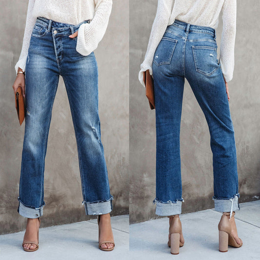 Casual Women's Straight-Leg Denim Jeans
