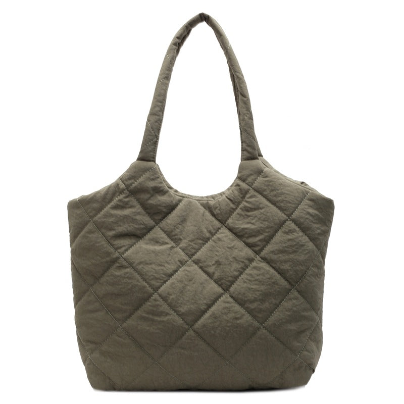 Solid Color Large Capacity Puffer Handbag