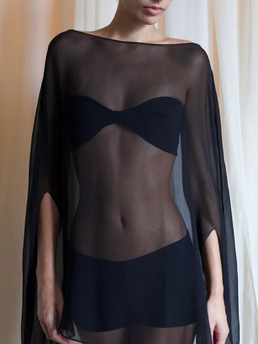 Casual Sheer Loose-Fitting Chiffon Top for Women