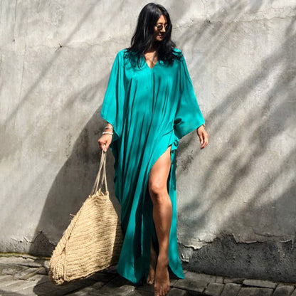Solid Color Blouse Seaside  Loose Blouse Bikini Swimsuit  Women
