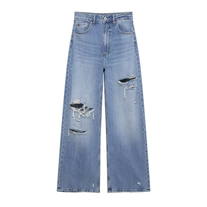 Casual Distressed Loose Mid Rise Jeans