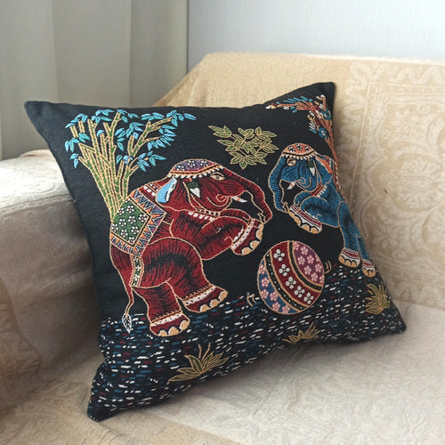 Ethnic Style Elephant Pillowcase Double-Sided Embroidered Pillowcase Sofa Cushion
