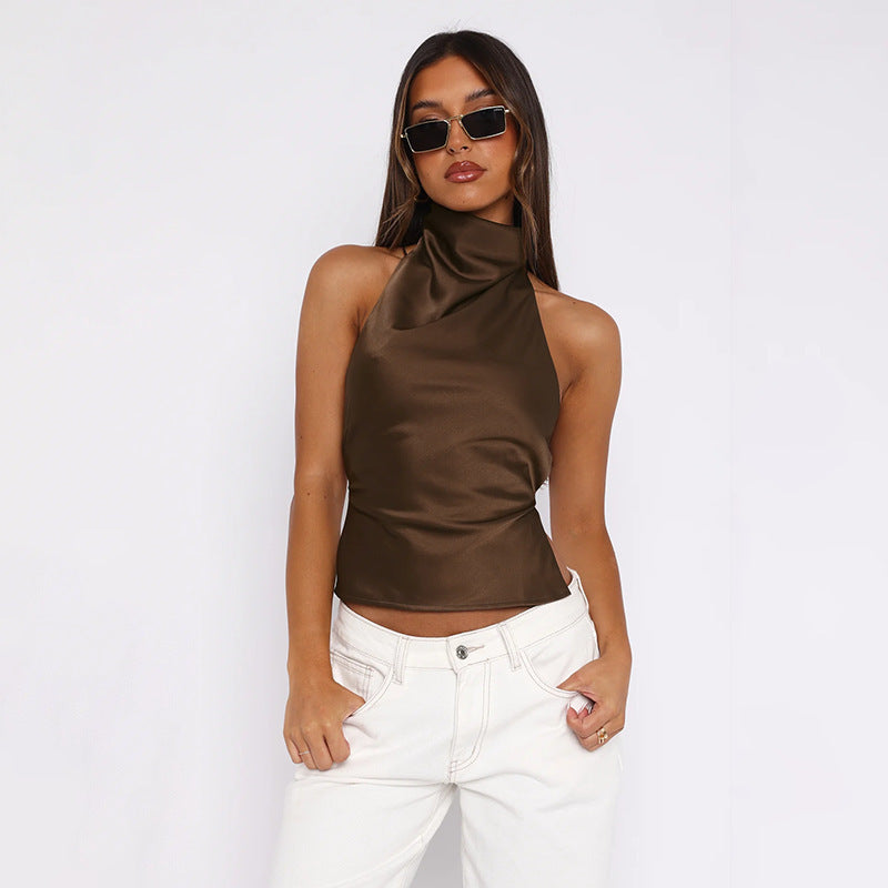 Satin Backless Top for Women Stylish Streetwear