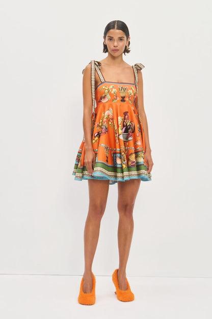 Linen Tie-Front Dress with Floral Print for Casual Elegance