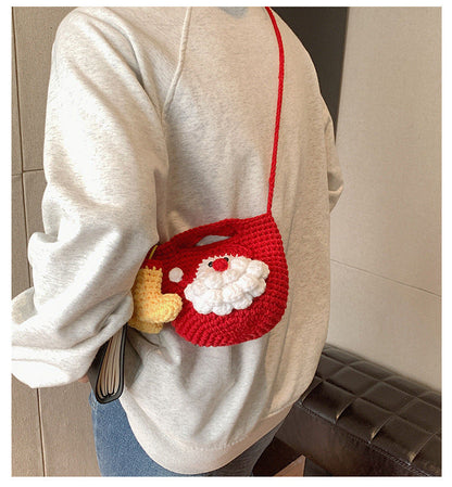 Trendy Santa Claus Crochet Christmas Shoulder Bag