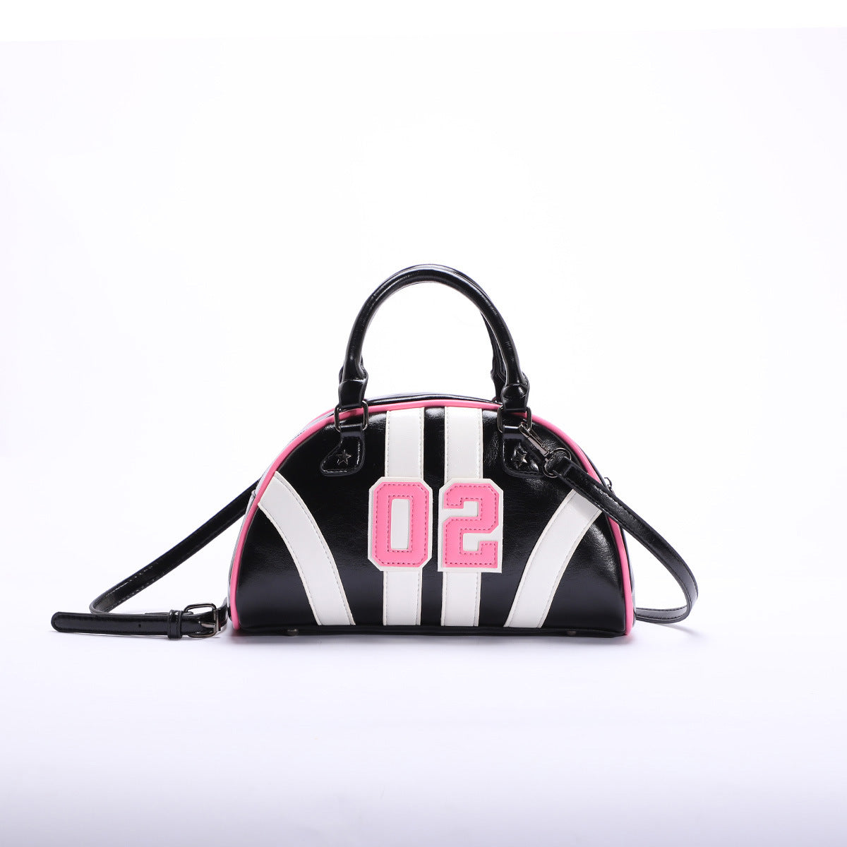 Bowling Style Color Block Handbag Trendy Casual Tote