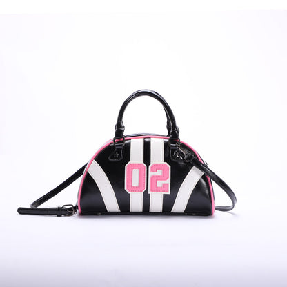 Bowling Style Color Block Handbag Trendy Casual Tote