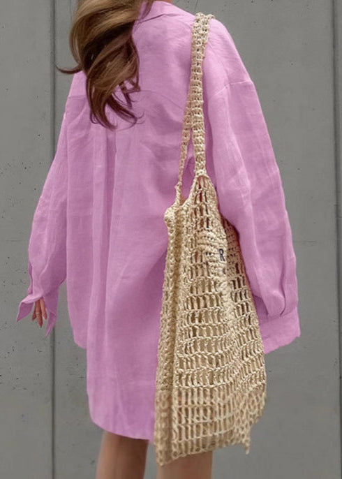 Linen Shirt and Shorts Set in Soft Pink