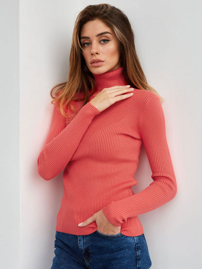 High Neck Knit Sweater Casual Pullover for Women