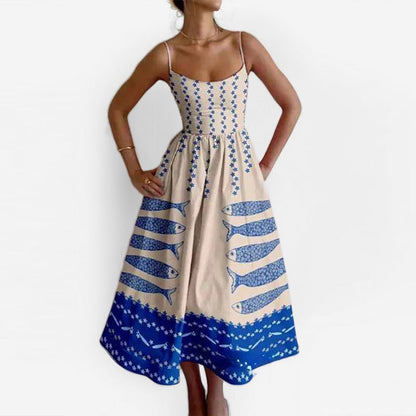 New Women's Casual A-Line Dress Solid Color Pleated Maxi Dress