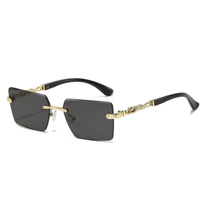 Trendy Square Sunglasses with Leopard Decoration