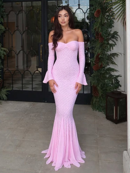 Sleek Mermaid Evening Dress With Lace Paneling