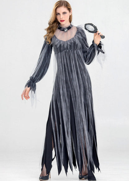Haunted Wedding Dress Gray Sheer Fabric