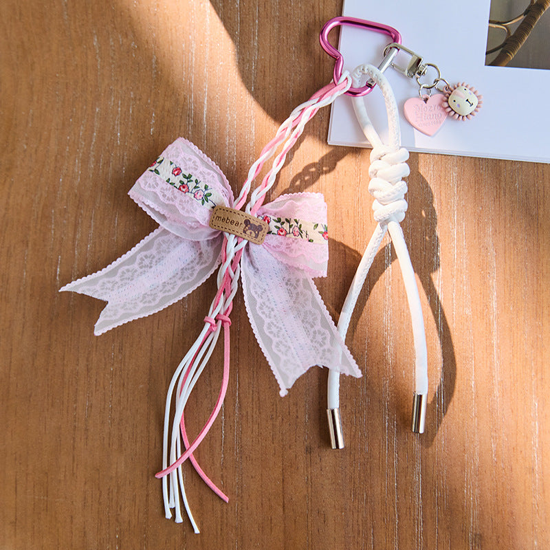 Cute Bow Star Braided Keychain Bag Charm