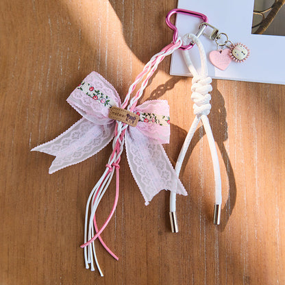 Cute Bow Star Braided Keychain Bag Charm
