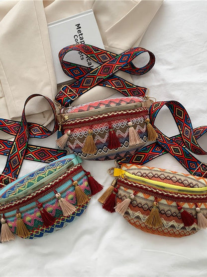 Fringe Woven Mini Bag Casual Crossbody Shoulder Bag