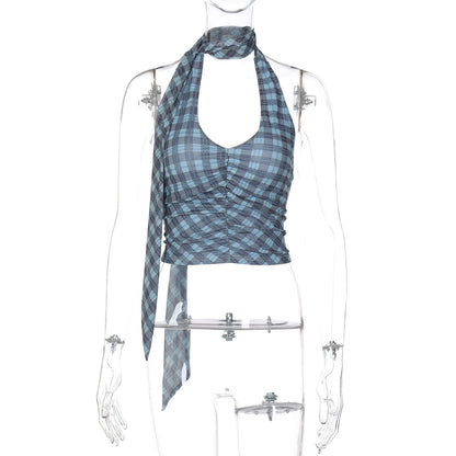 French Vintage Halter Top Women's Casual Chic