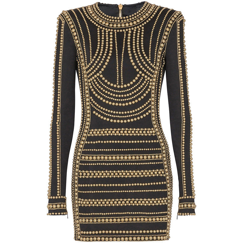 Floral Cotton Dress With Gold Foil Detailing