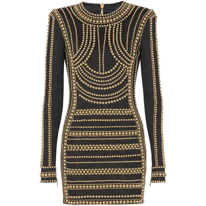 Floral Cotton Dress With Gold Foil Detailing