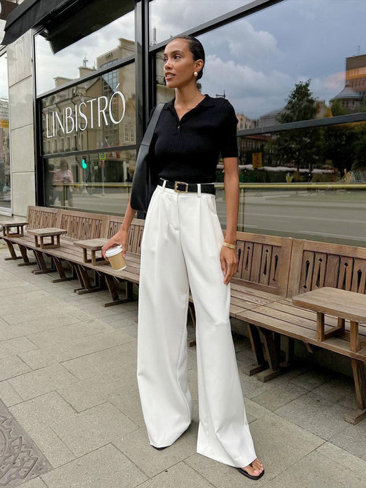High-Waisted Wide Leg Pants Comfortable Casual Trousers