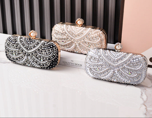 Embroidered Rhinestone Evening Clutch Bag for Parties