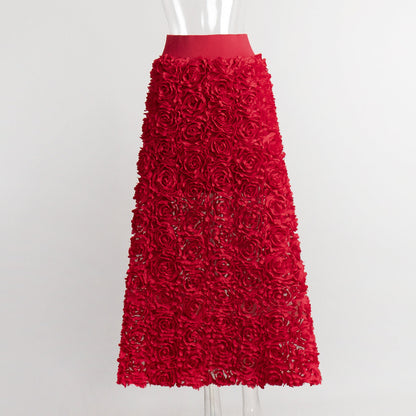 Elegant Petal Design Maxi Skirt for Evening Events