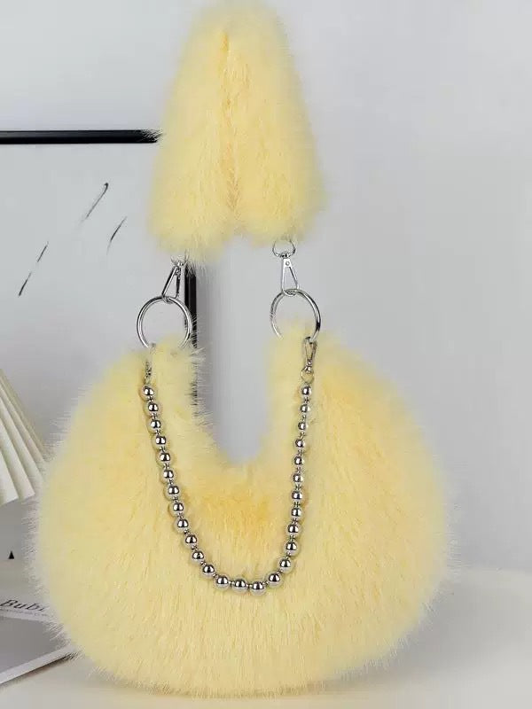 Elegant Furry Faux Fox Fur Shoulder Bag