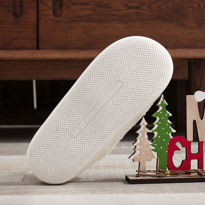 Plaid Santa Claus Warm Fleece Winter Slippers