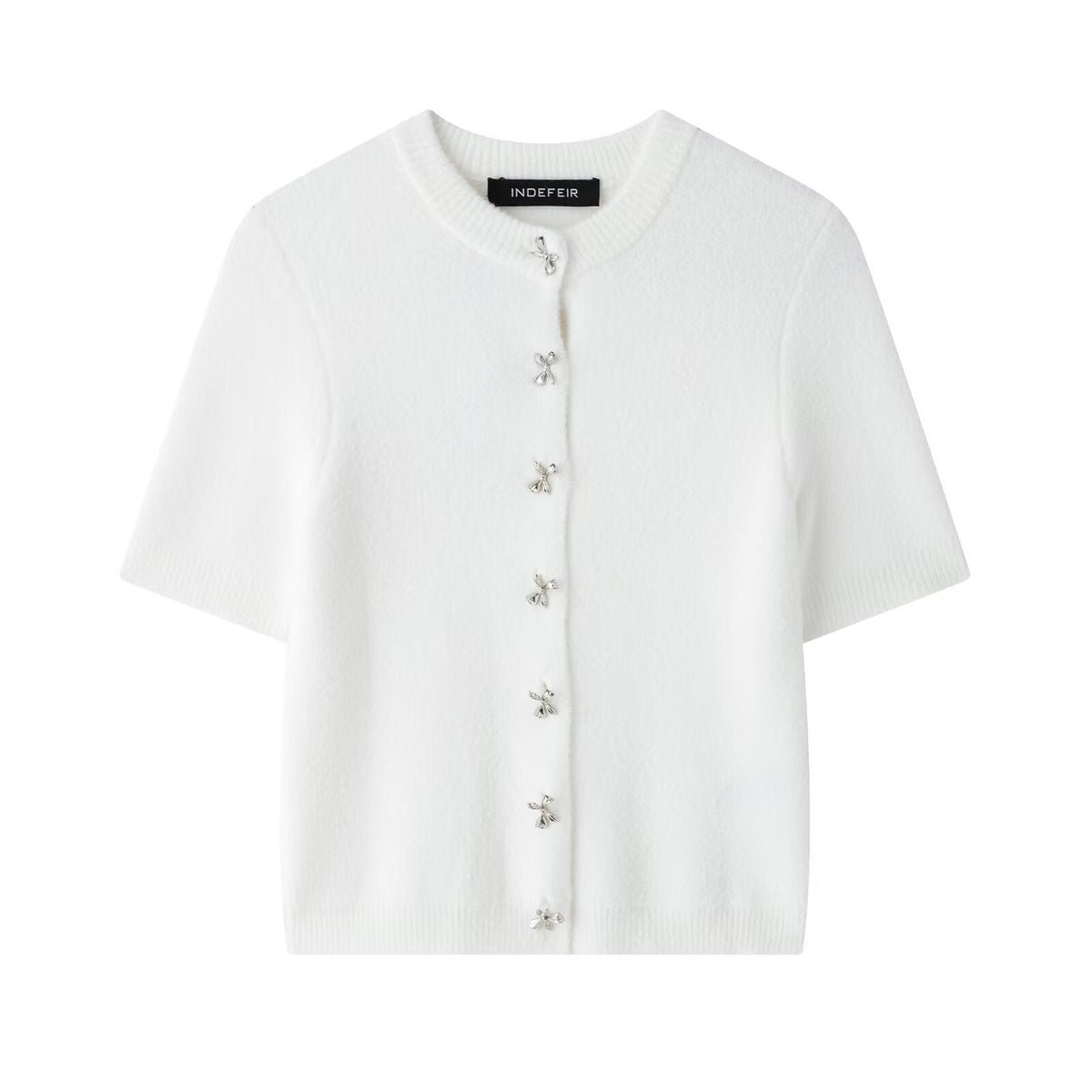 Classic Bow Button Down Knit Cardigan Top