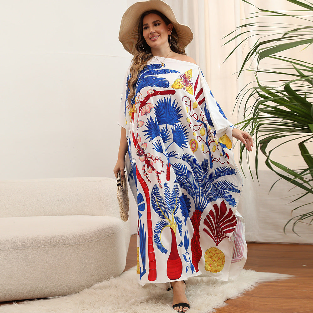 Beach Blouse Oversized Loose Fit Bat Sleeve Resort Dress