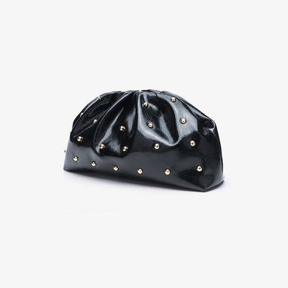 Fashion Studded Magnet Ruched Evening Handbag