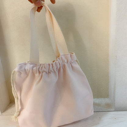 Plain Minimalist Japanese Bento Bag Canvas Drawstring Tote