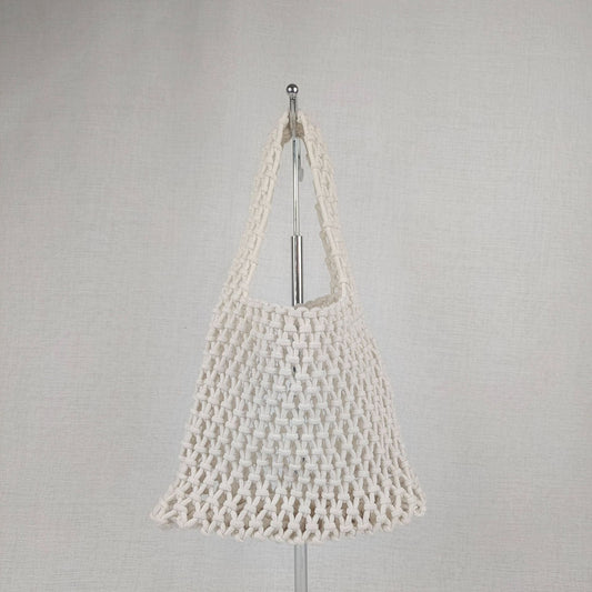Solid Color Hollow Out Woven Handbag