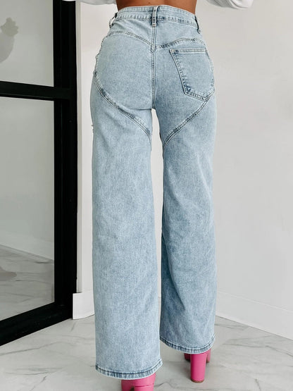Trendy Ripped Straight-Leg Jeans for Women